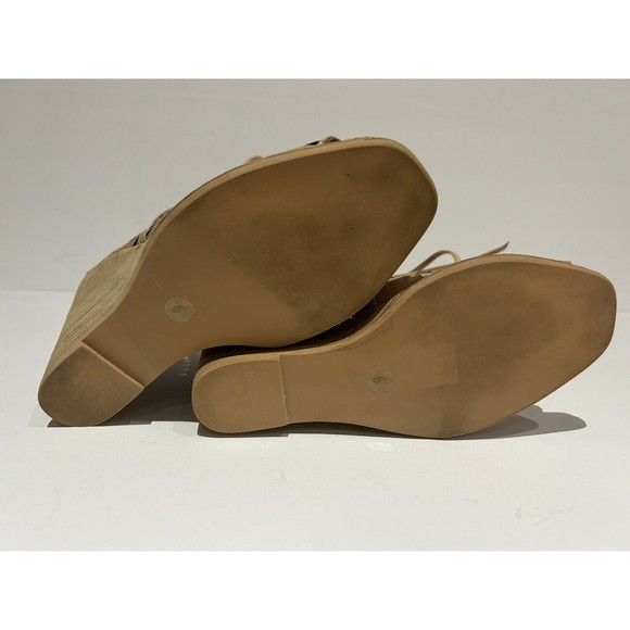 Jeffrey Campbell Rodillo Lazer Cut Beige Nubuck Wedge Lace Up Sandals Size 6 M - Picture 7 of 7